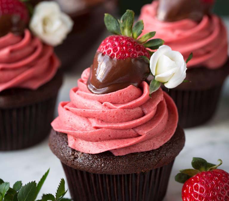 Chocolate Strawberry Balsamic Cupcakes