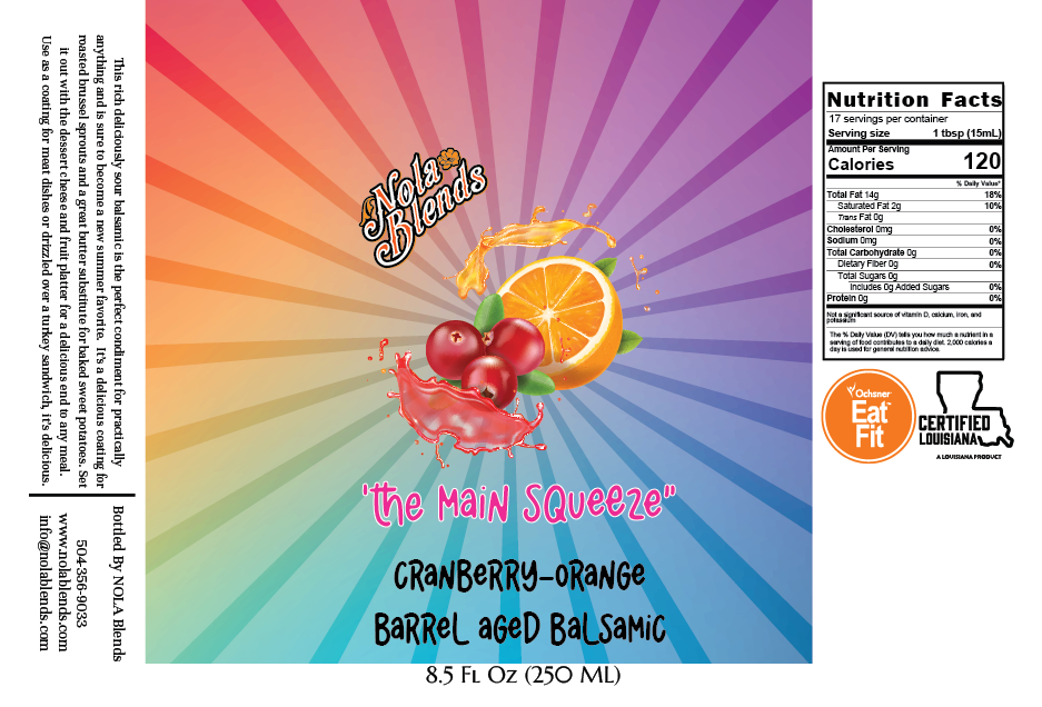 Cranberry Orange "The Main Squeeze"  - Infused Dark Balsamic Vinegar