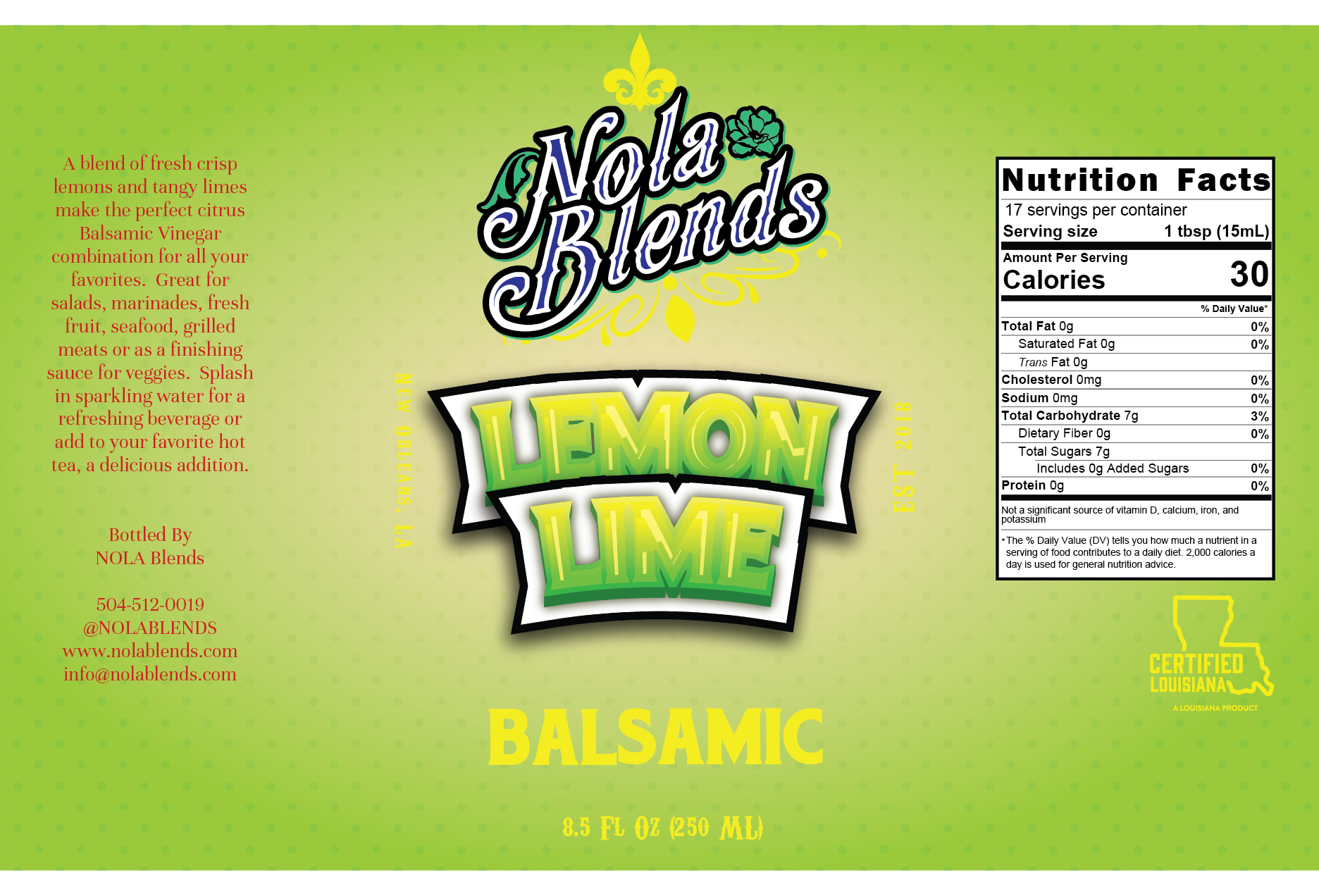 Lemon Lime - Infused Dark Balsamic Vinegar